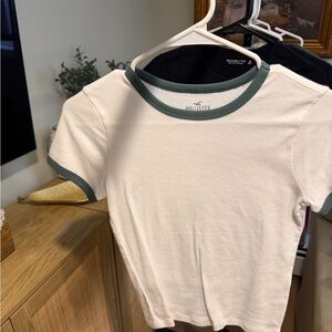Hollister White and Green Ringer Crop Tee (5 for $25)